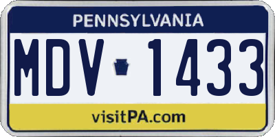 PA license plate MDV1433