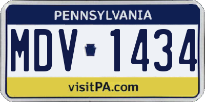 PA license plate MDV1434