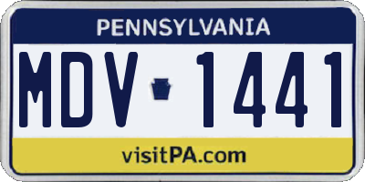 PA license plate MDV1441