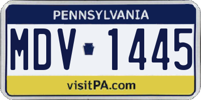 PA license plate MDV1445