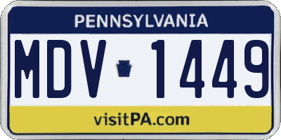 PA license plate MDV1449