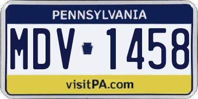 PA license plate MDV1458