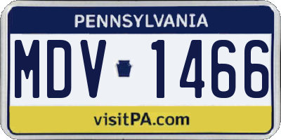 PA license plate MDV1466