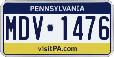 PA license plate MDV1476