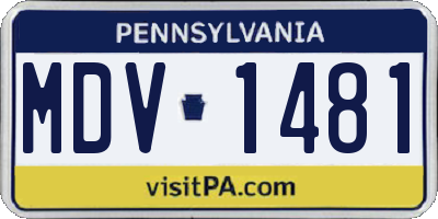 PA license plate MDV1481