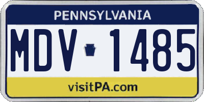 PA license plate MDV1485
