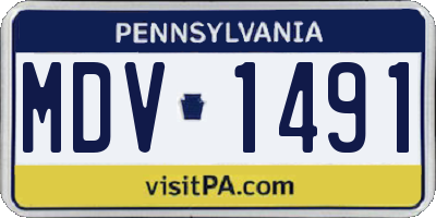 PA license plate MDV1491