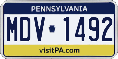 PA license plate MDV1492