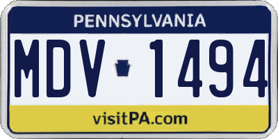PA license plate MDV1494