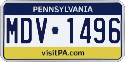 PA license plate MDV1496