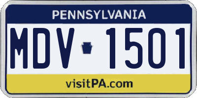 PA license plate MDV1501