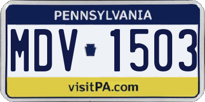 PA license plate MDV1503