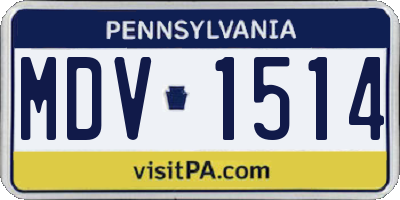 PA license plate MDV1514