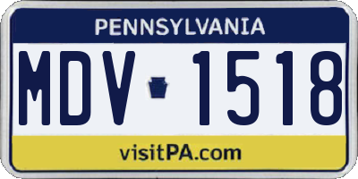 PA license plate MDV1518