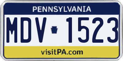 PA license plate MDV1523