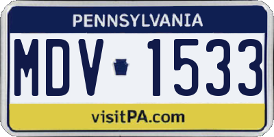 PA license plate MDV1533