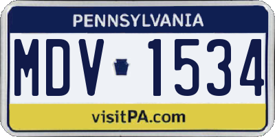PA license plate MDV1534