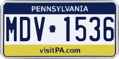 PA license plate MDV1536