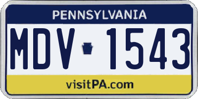 PA license plate MDV1543