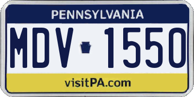 PA license plate MDV1550