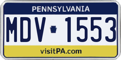 PA license plate MDV1553