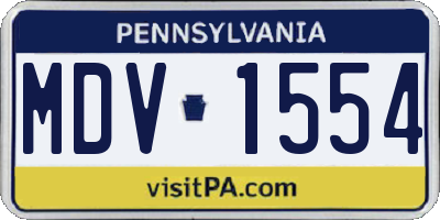 PA license plate MDV1554
