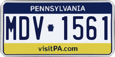 PA license plate MDV1561