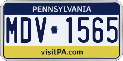 PA license plate MDV1565