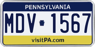 PA license plate MDV1567
