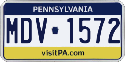 PA license plate MDV1572