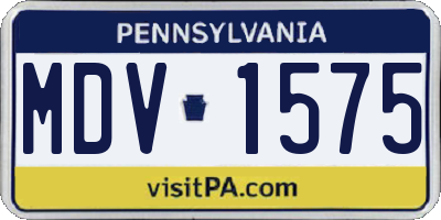 PA license plate MDV1575
