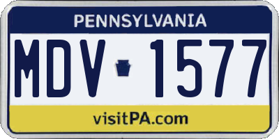 PA license plate MDV1577