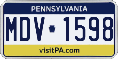 PA license plate MDV1598