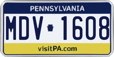 PA license plate MDV1608