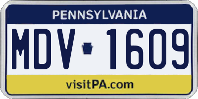 PA license plate MDV1609