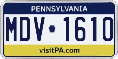 PA license plate MDV1610