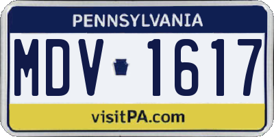 PA license plate MDV1617