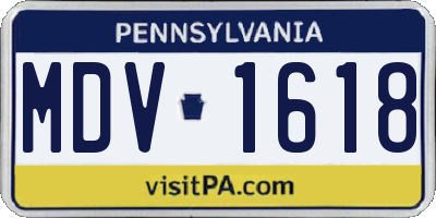 PA license plate MDV1618