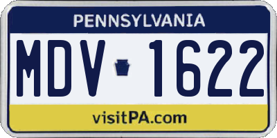 PA license plate MDV1622