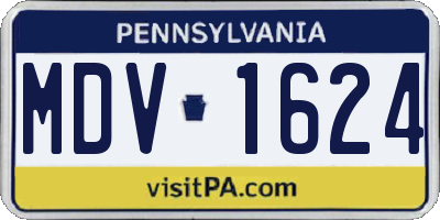 PA license plate MDV1624