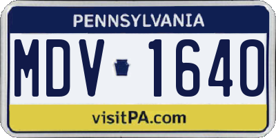 PA license plate MDV1640