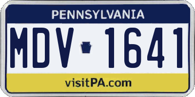 PA license plate MDV1641