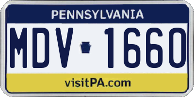 PA license plate MDV1660