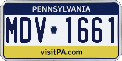 PA license plate MDV1661