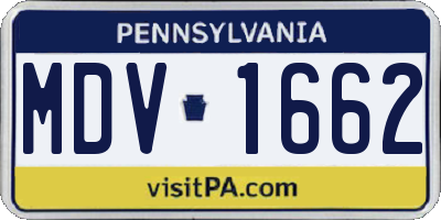 PA license plate MDV1662