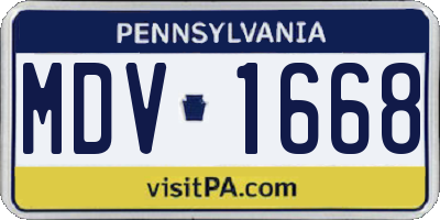 PA license plate MDV1668