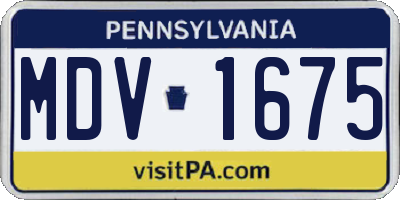 PA license plate MDV1675