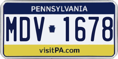 PA license plate MDV1678