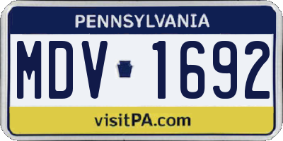PA license plate MDV1692