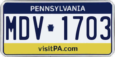 PA license plate MDV1703